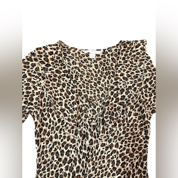 Y2K Victoria’s Secret Leopard Print Bell Sleeve Chiffon Sheer Dress Size Small - Picture 7 of 10